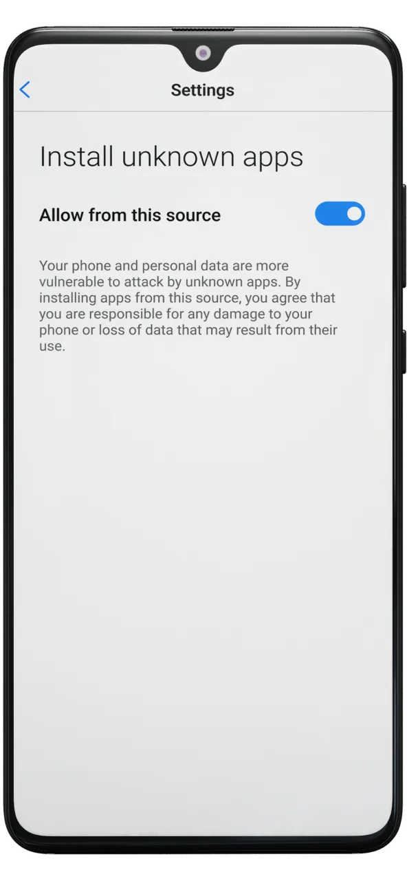 Allow installation 1win from unknown sources .